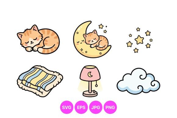 Adorable Sleeping Cat Clipart