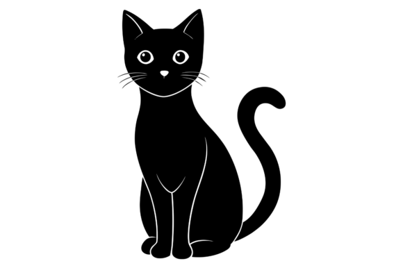 Black Cat Sitting and Facing Forward