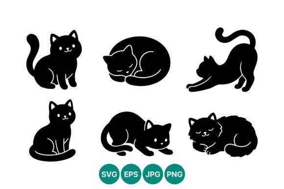 Black Cat Vector Art Silhouettes
