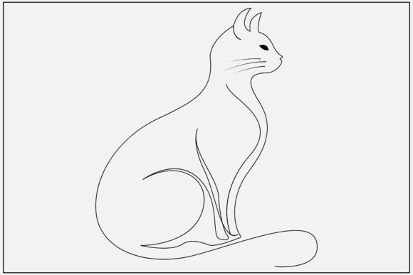 Cat Line Art Simple Style