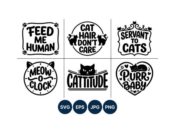Cat Quotes Black and White Vector Art