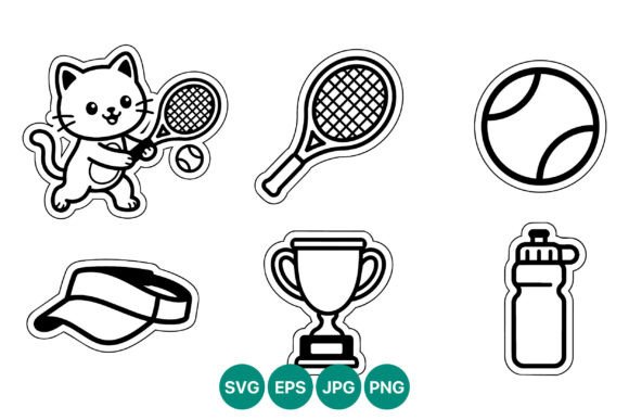 Cute Cat Tennis Sports Icons