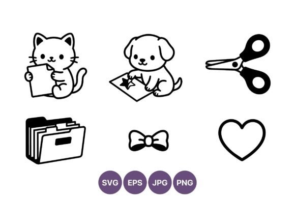 Cute Kitten Puppy Scissors Folder Bow
