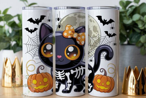 Cute Spooky Black Cat 20oz Tumbler Wrap
