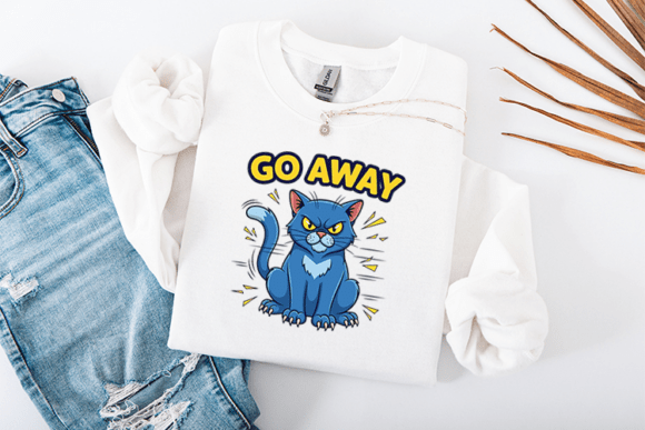 Funny Go Away Angry Blue Cat
