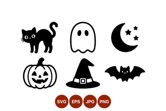 Halloween Black Silhouette Cat Ghost