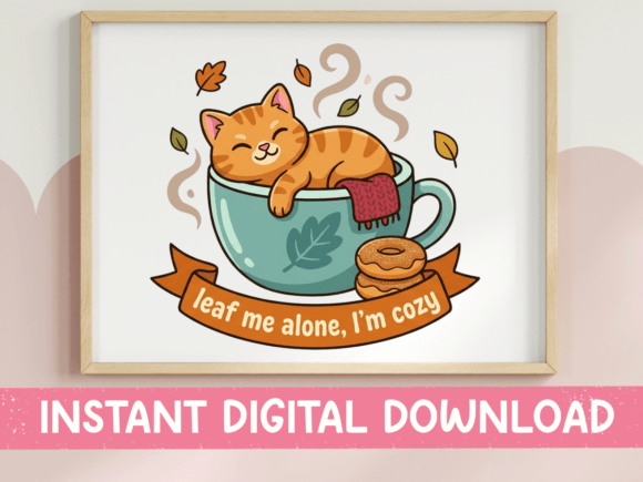 Leaf Me Alone I’m Cozy Fall Cat Design