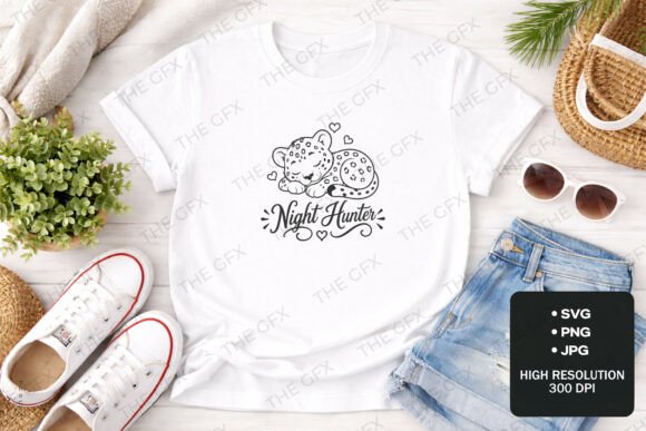 Leopard Night Hunter Sleeping Cat Design