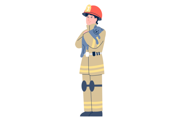 Man Save Cat. Emergency Concept.