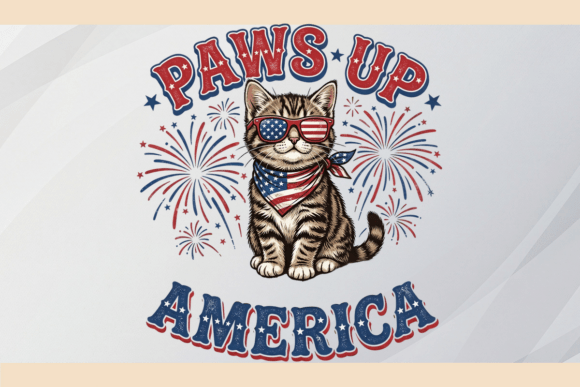Patriotic Cat Paws Up America Fireworks