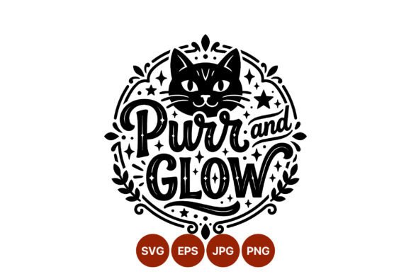 Purr and Glow Cat Face Vector