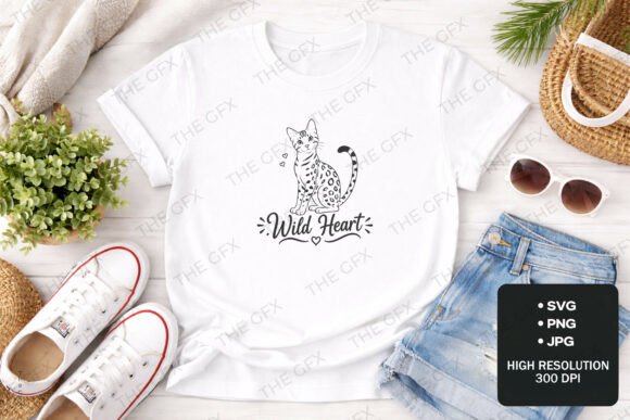 Savannah Cat Wild Heart T-shirt Design